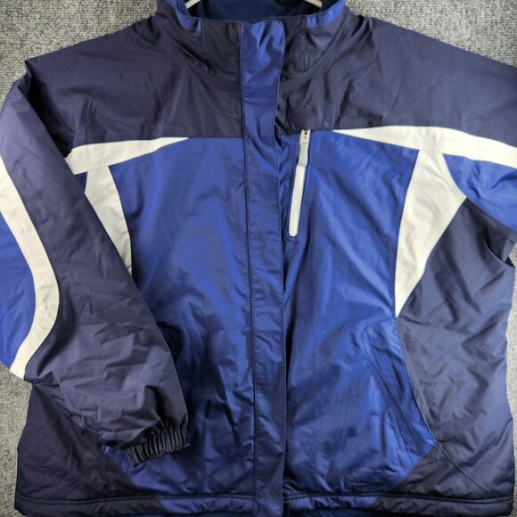 LL Bean 264925 Blue Full Zip Winter Jacket 3X Plus Women Insulated Nylon Shell - Picture 1 of 16